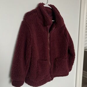 Ashley by 26 International Burgundy Sherpa Jacket, like new